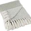 DII Woven Throw Collection 100% Cotton, Basketweave, 50x60, Artichoke Green