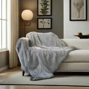 inchgrass Faux Fur Blanket Luxury Fur Throw Blanket Super Warm Elegant Cozy Fuzzy Throw Blankets for Couch,Armchair and Bed Washable Blankets 60"x80" Beach Wool Throw Blankets