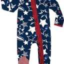 Baby Girls Rompers Soft Infant Toddler Zippered Footed Romper Newborn Viscose from Bamboo Pjs (0-3 Months, A-blue Stars)