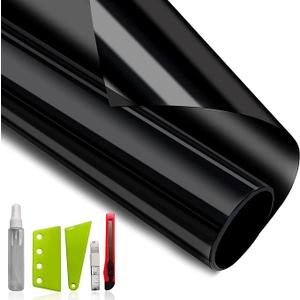 NIDOJP Blackout Window Film with Tool Kits Privacy Window Film Total Blackout Cover, 100% Light Blocking Window Tint Static Cling Sun Blocking Heat Control, Anti UV Scratch Resistant for Home Office 2Pack
