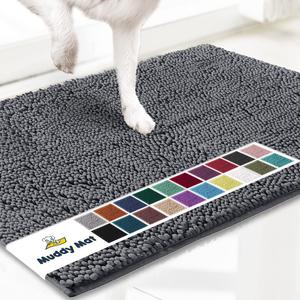 Muddy Mat Shown on TV  Super Absorbent Microfiber Dog Door Mat for Muddy Paws, Non-Slip Washable Pet Rug, Quick Dry Chenille Entryway Carpet, Machine Washable Indoor Outdoor mat, Grey 35"x24" (24" x 35")