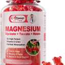 Magnesium Glycinate Gummies,Magnesium Potassium Supplement with Taurate, Malate, Vitamins D, C, B6, Calcium,Body Support,Raspberry Magnesium Gummies for Adults&Kids (60 Count (Pack of 1))
