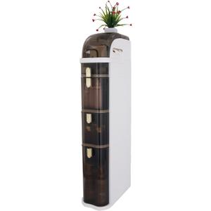 Bathroom Floor Cabinet, Narrow Bathroom Storage Cabinet, Mobile and No Installation Required, Perfect for Small Space Laundry Rooms, Toilet Areas and Living Room Gaps, 4-Tiers