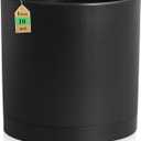10 Inch Large Deep Plant Pots for Indoor Outdoor Plants, Tall Cylinder Flower Pots with Drainage Holes and Saucer, Big Plastic Planter Pots for Garden Porch House Plants, Black