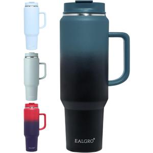 EALGRO 50 oz Tumbler with Handle, Insulated Tumblers with Lid and Straw, Large Metal Sports Water Bottle Jug, Thermal Stainless Steel Travel Coffee Mug Cup, Indigo Black