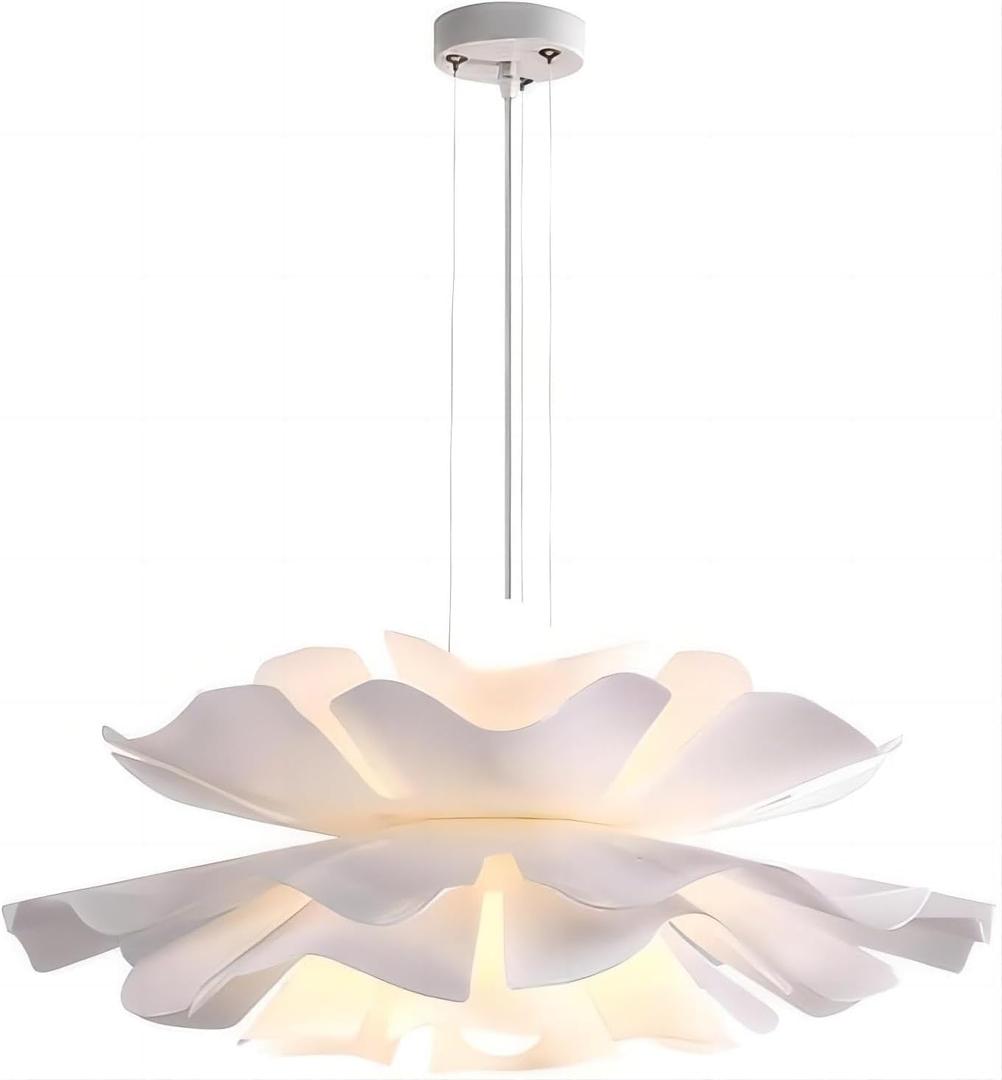 LIGHTLAND 2-Lights Acrylic Flower Pendant Light, Modern Minimalist Creative Hanging Light with Adjust Hanging Line, Pendant Lamp Chandelier for Living Room, Dining Room, Bedroom (19.7 Inch) (19.7 Inch)