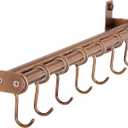 Dseap Pot Rack - Pots and Pans Hanging Rack Rail with 8 Hooks, Double Bars, Pot Hangers for Kitchen, Wall Mounted, Antique Copper