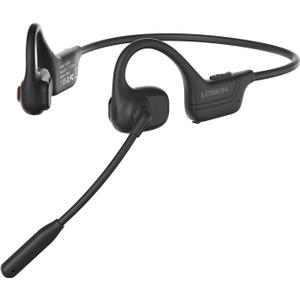 LOBKIN Open Ear Headphones with Mic, Bluetooth Headset with Noise Cancelling Microphone and Multipoint Connect, Wireless Bluetooth 5.3 Headset for Work Call Meeting Driving (Black)