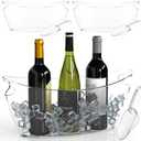 Clear Ice Buckets for Parties 3 Pack, 5.5L Clear Beverage Tub w/Handles & Scoops, Drink Buckets for Parties, Acrylic Beverage Tub, Mimosa Bar Supplies for Sparkling Wine Champagne Beer Drinks