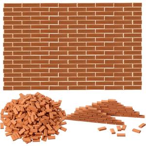 Civaner 350 Pcs Mini Bricks for Landscaping Building Construction Wall Bricks Small Miniature Tiny Clay Model for Crafts Fake Blocks for DIY Dollhouse Christmas Village Garden, 1/35 Scale(Red)