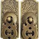 2Pcs Vintage Style Embossing Pattern Pulls Handle Bookcase Wardrobe Drawer Window Pure Copper Double Door Handle