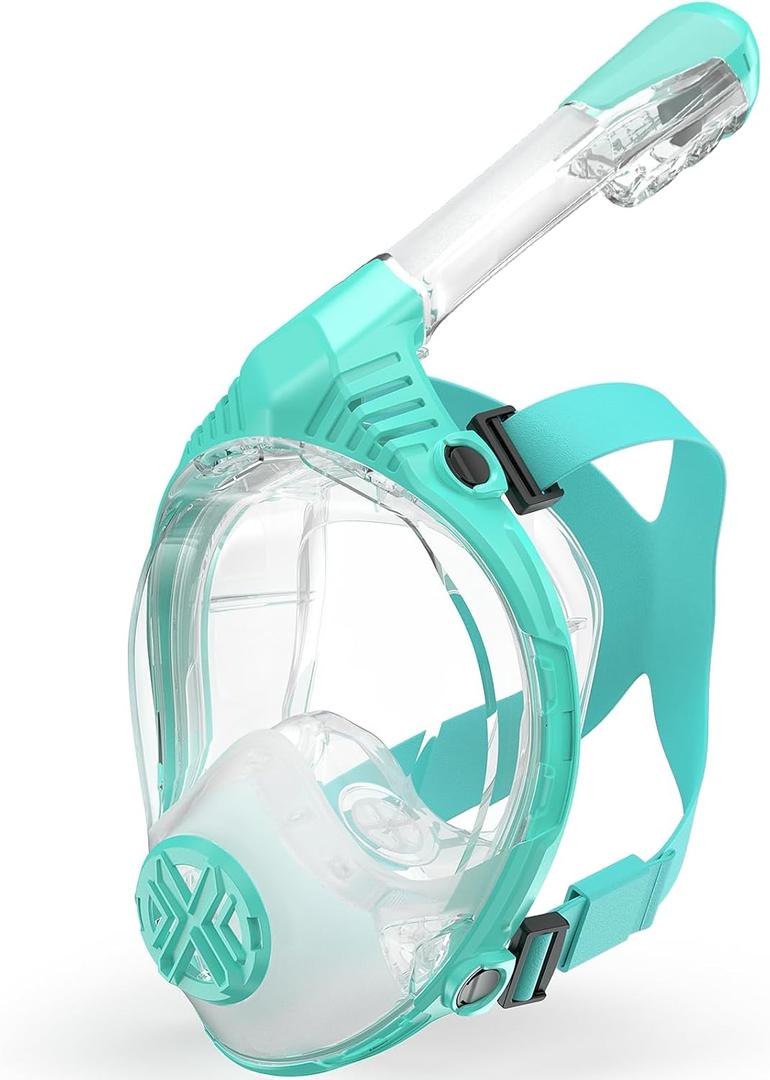 Full Face Snorkel Mask- Snorkeling Gear for Adults with Safe Dry Top Breathing System, 2025 Latest Foldable Panoramic View Snorkeling Mask for Men and Women, Anti Fog Anti Leak (Large-X-Large, Clear Green)