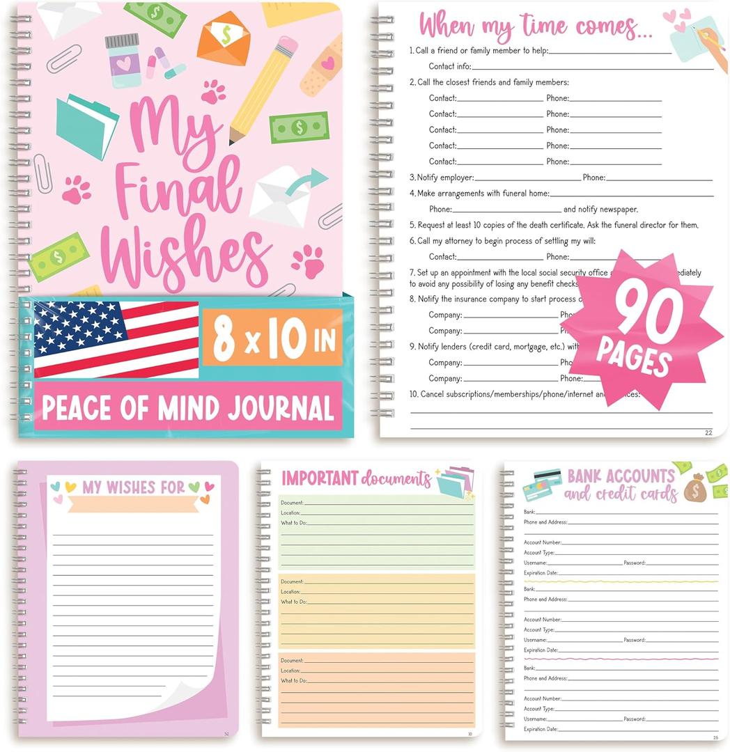 End of Life Planner Organizer Binder - When I Die Book Planners, Death Book Planner Organizer, Death Planning Organizers, Emergency File Notebook, Funeral Planning Books, Designed in USA