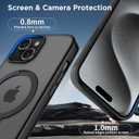 CACOE Magnetic Case for iPhone 15 6.1 inch with 360 Rotatable Ring Stand, Compatible with MagSafe Car Phone Mount, Cases Cover Phone Holder for Desk Meeting/Videos Matte Black