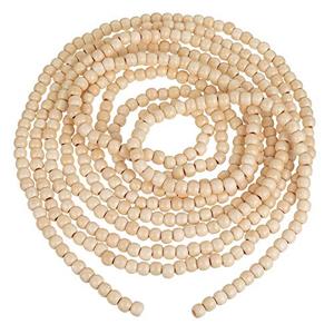 WILLBOND 16 Feet Christmas Wood Bead Garland Wooden Bead Garland for Christmas Tree Holiday Decoration (Wood Color)