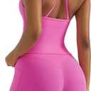 OMKAGI 2 Piece Workout Sets for Women Padded Sports Bra Tank Booty Gym Shorts with Pockets (X-Large, 284-rose Red)