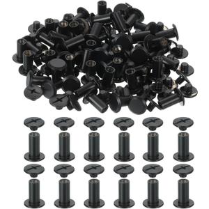 PATIKIL 15mm Chicago Screws Leather Rivets, 60 Set Leather Rivets Nail Stud Screws Bolt Assorted Kit for DIY Leather Craft Bookbinding Decorate Repair Belt Bag Clothing, Black