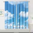 MESHELLY Cloud Curtains 42W X 63H Inch Rod Pocket Kids Curtains Baby Light Blue White Sky Bedroom Decor Boys Girls Nursery Playroom Curtains Natural Landscape Scenery Classroom Window Drapes 2 Panel