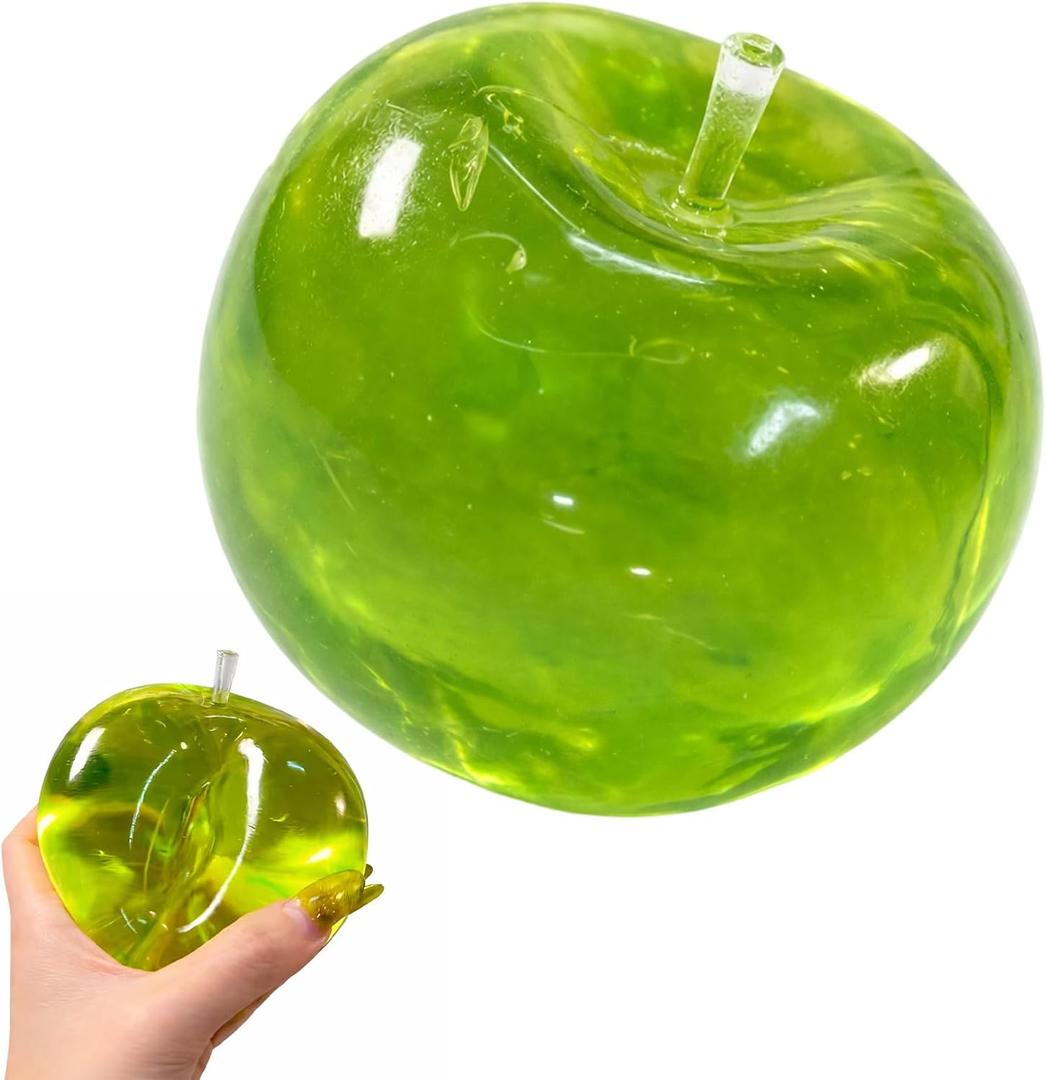 3.1'' Apple Squishies, Green Apple Stress Ball, Slow Rising Fruit Squishies for Office Desk and Classroom Focus, Sensory Fidget Tool for Stress Relief and Emotional Relief