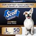 Scott Pet Guard Advanced Dog Pads - Dog Training Pee Pads for Puppies, Medium & Large Dogs - Up to 16 Hour Absorbency with Odor Control - Softest Quilted Dog Pee Pads - Large - 22" x 22" - 50 Pack