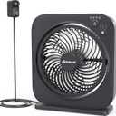AMACOOL Table Fan, 12 inch Box Fan with 3 Adjustable Speeds & 8HRS Timer, 270 Pivoting Quiet Air Circulator, Desktop Fan for Bedroom Bathroom Kitchen Office, AC Adapter Included-Black