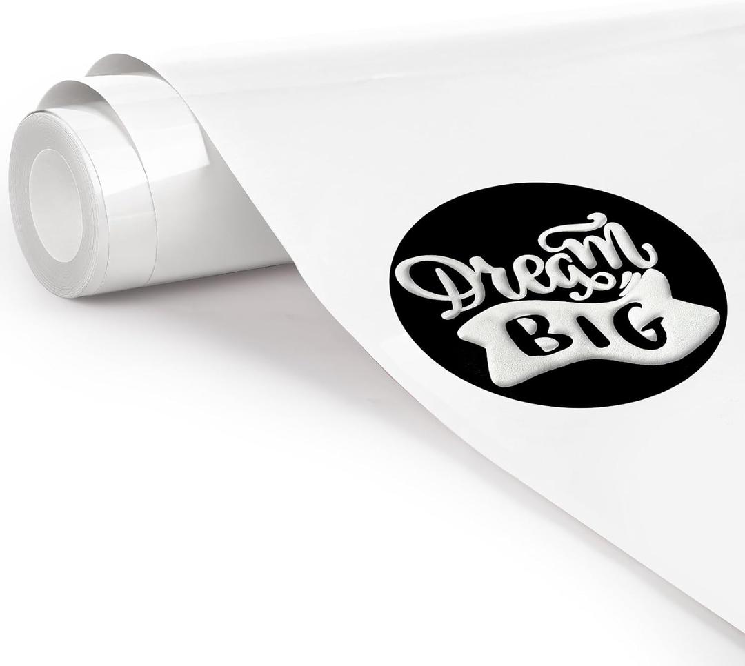 TransWonder White Puff-Vinyl-Heat-Transfer 3D Puff Vinyl Puff Heat Transfer Vinyl - 12x20ft. Puff Iron on Vinyl for Cricut T Shirts
