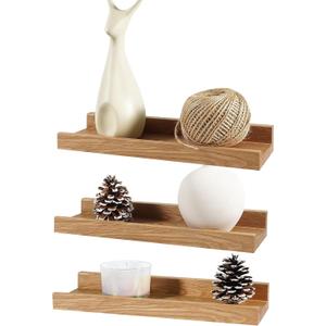12 Inch Floating Shelves Wall Mounted, Solid Oak Wood Shelf for Decor and Storage, Picture Ledge for Bedroom Living Room Kitchen Kitchen, Set of 3