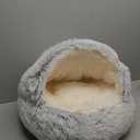 CATISM Cozy Plush Hooded Cat Bed, Indoor/Outdoor, Self-Warming Cave, Removable Washable Non-Slip Bottom (25.0"L x 25.0"W x 19.0"Th, gray)