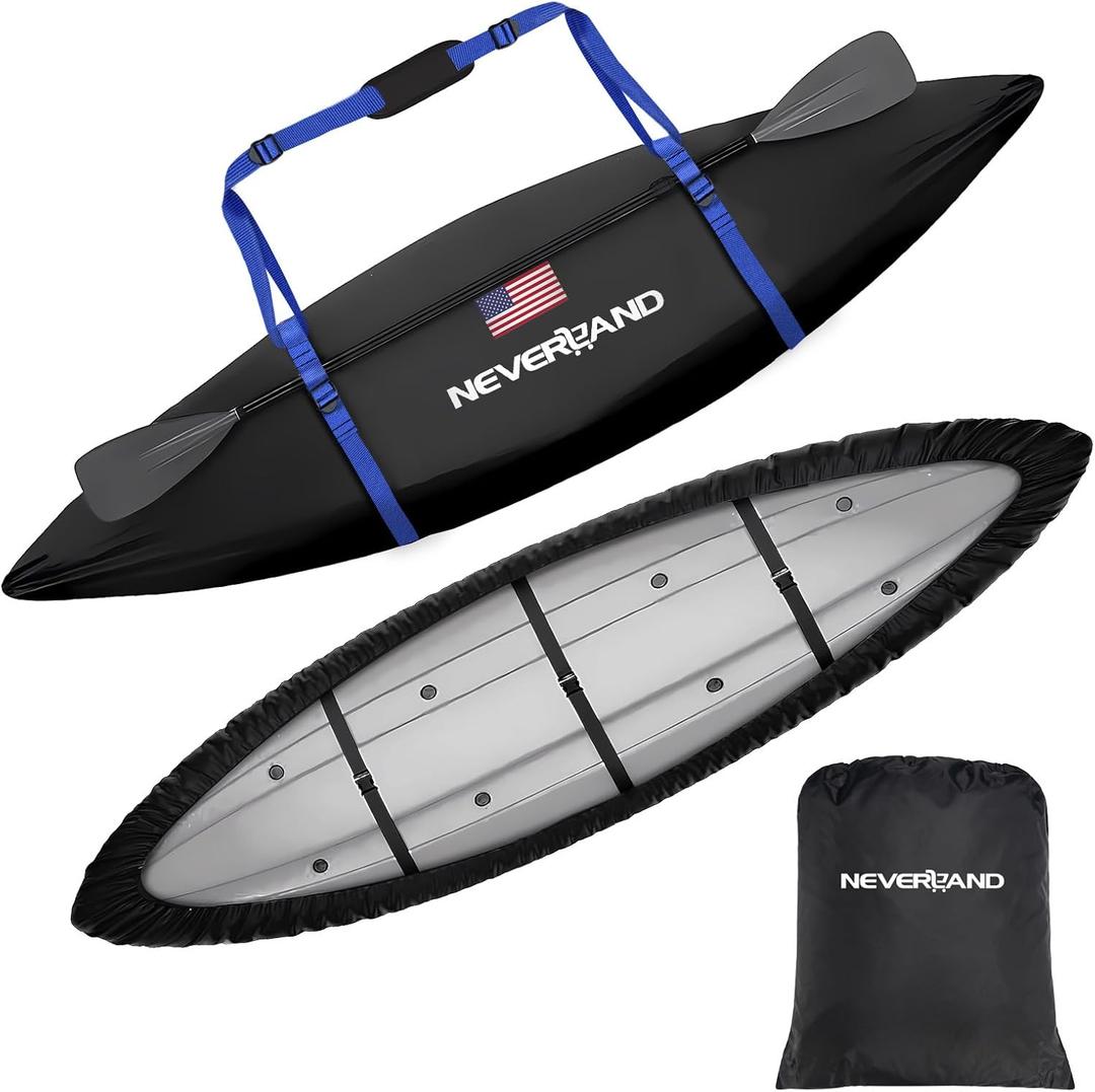 NEVERLAND Kayak Cover 9.3 to 10.5 Feet Waterproof Heavy Duty Kayak Covers for Outdoor Storage UV and Dust Resistant Protection (Black)
