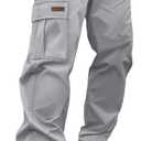 PLEPAN Men's Casual Cargo Pants Drawstring Hiking Workout Tactical Joggers Sweatpants for Men with Pockets (Gray, M)