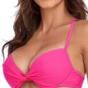 Colloyes Women's Push Up Bikini Top Twist Front Underwire Molded Soft Pads Vintage Bikini Swimsuits Tops, Pink, M