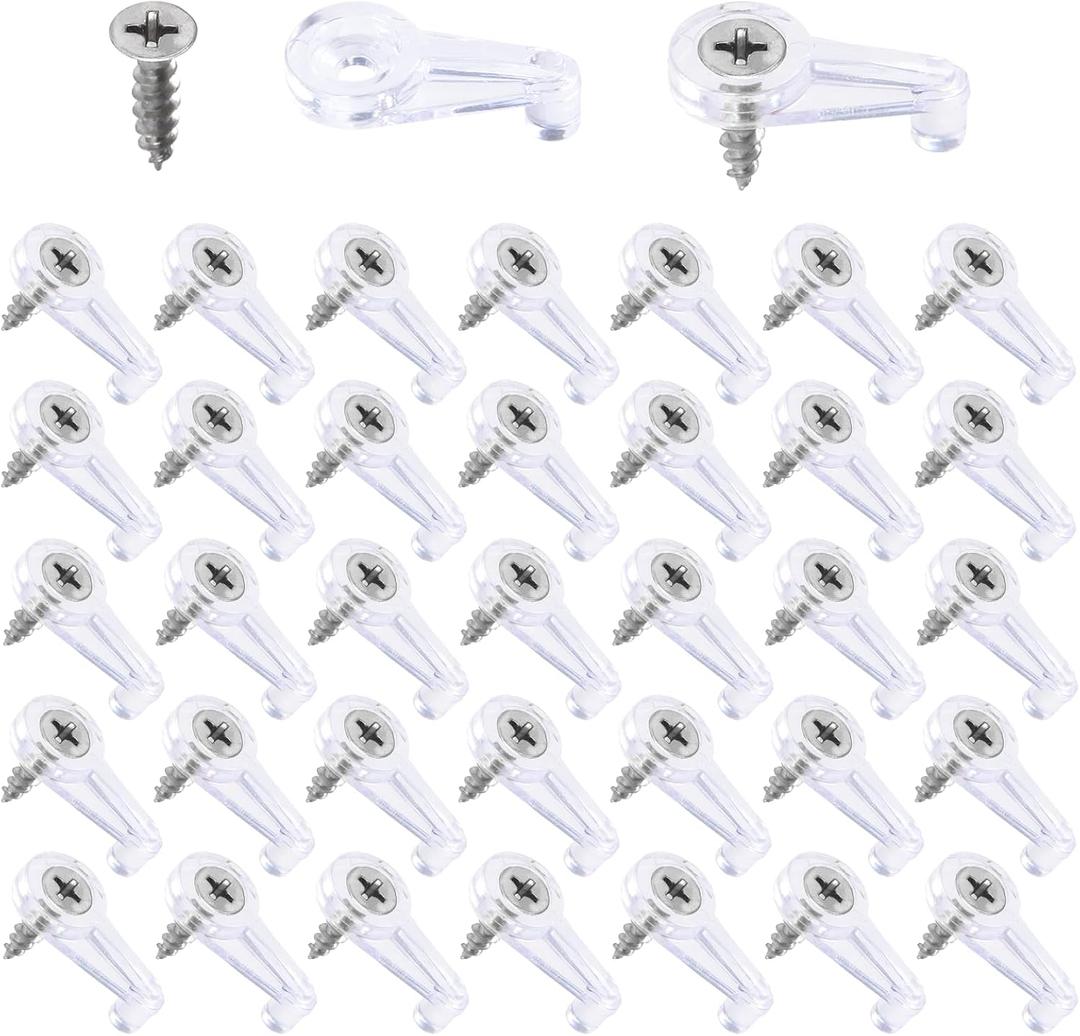 100 Piece Glass Clip for 4mm Glass Doors Transparent Plastic Glass Cabinet Clip for Securing Glass Cabinet Doors and Windows Offset 4mm with Screws Professional Quality Glass Fixing Clips