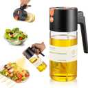 Glass 2 In 1 Olive Oil Dispenser Bottle for Kitchen Gadgets, Olive Oil Sprayer for Cooking 17.2oz/511ml (Transparent)