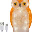 Gloworm YKL-1018, 22.5CM Acrylic Owl Lighting, Garden/Home Figure Light Up, 24 Warm White LEDs, 6H Timer, Dual Power Supply USB or Batteries: 3 x AA (Not Included) Garden/Home Decoration Indoor