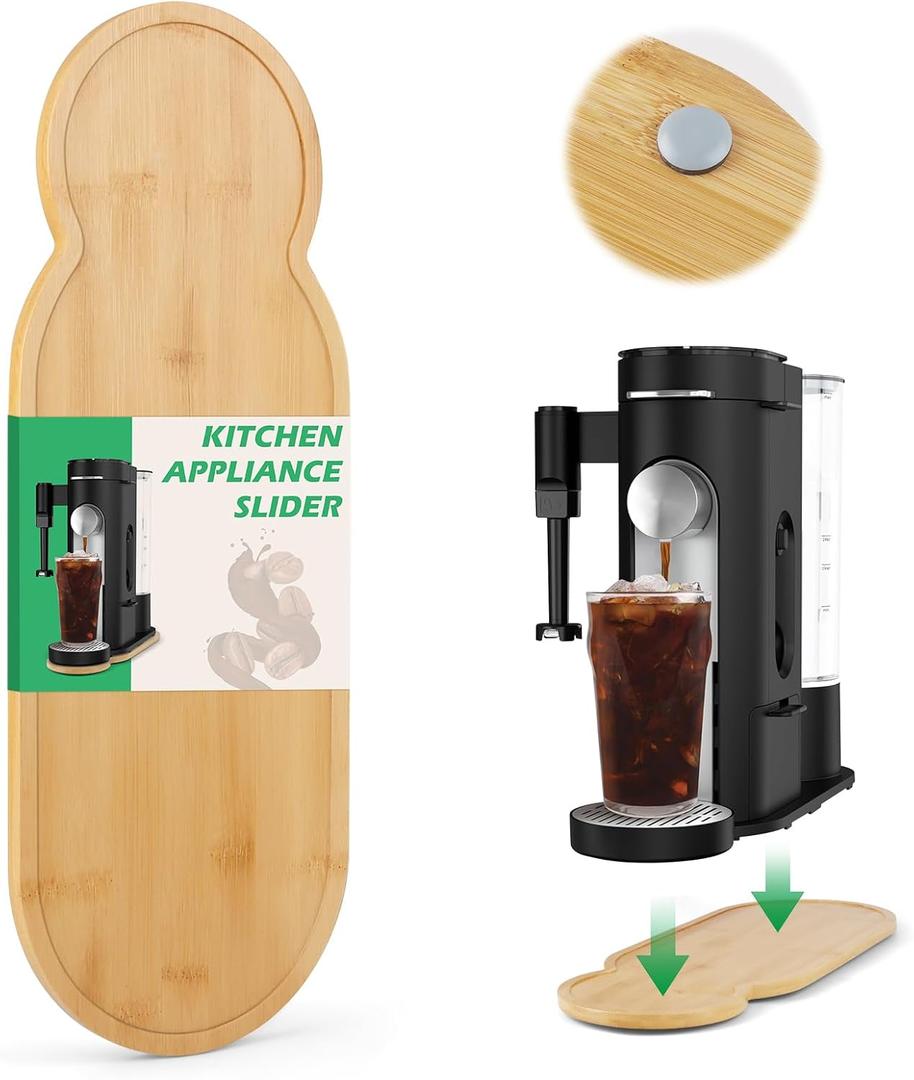 Appliance Slider for Ninja Single Serve Coffee Maker PB051/PB041, Bamboo Kitchen Appliance Sliding Tray for Coffee Maker, Coffee Slider for Countertop for Ninja Accessories, 5.9W x 16.5D
