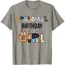 Grandma of The Birthday Girl Party Blue Dog Lover Matching TShirt (XXL, Grey)