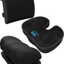 Everlasting Comfort Seat Cushion and Lumbar Support with Foot Rest  Memory Foam Ergonomics for Pain Relief and Improved Posture in Office and Home