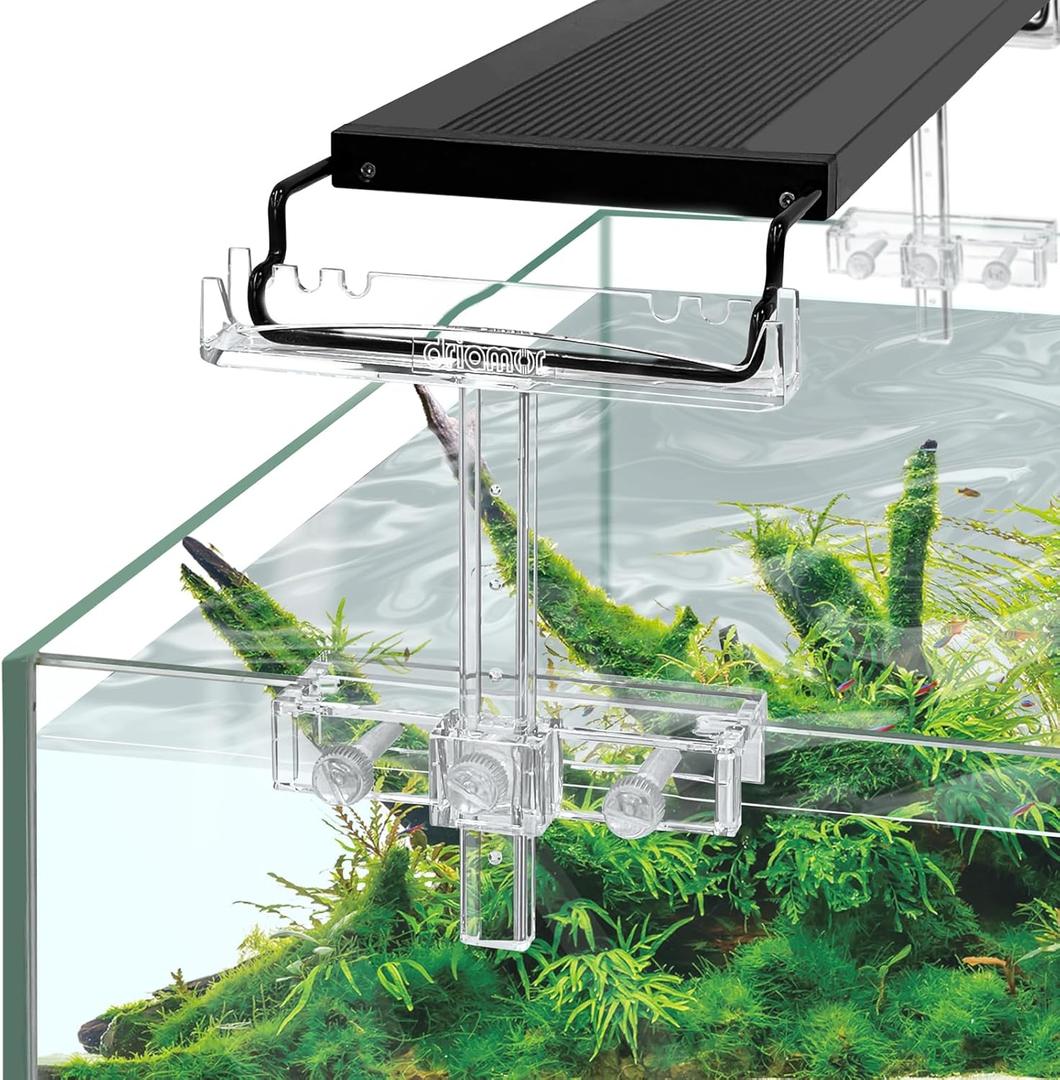 driamor Aquarium Light Riser Adjustable, Clear Acrylic Fish Tank LED Light Stand Aquarium Lamp Holder Bracket Kit 2pcs Transparent Support for Width 2.5-4.4 Inches Light with Extendable Bracket (White)