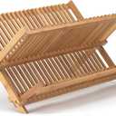 HIC Kitchen Bamboo Folding Dish Drying Rack, 20.5 x 13-Inches