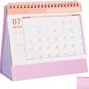 NUOBESTY Desk Calendar 2026 Small Office Desk Calendar 18 Month Standing Flip Monthly Planner for Home School Pink 19x16.5cm