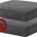 MAXIJIN Velvet Stretch Cushion Covers Couch Cushion Slipcovers Loveseat Sofa Cushion Covers for Individual Cushions with Elastic Bottom (2 Piece Loveseat Cushion Covers, Gray) (Grey)