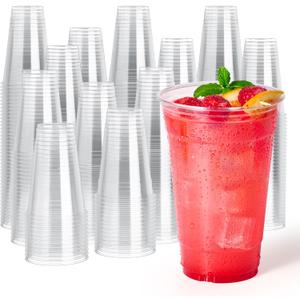 JOLLY CHEF 20 oz Clear Plastic Cups, 1000 Pack Disposable Plastic Cups, Party Drinking Cups for Birthday, Weddings, Picnics, Ceremonies, BBQs, and any Events