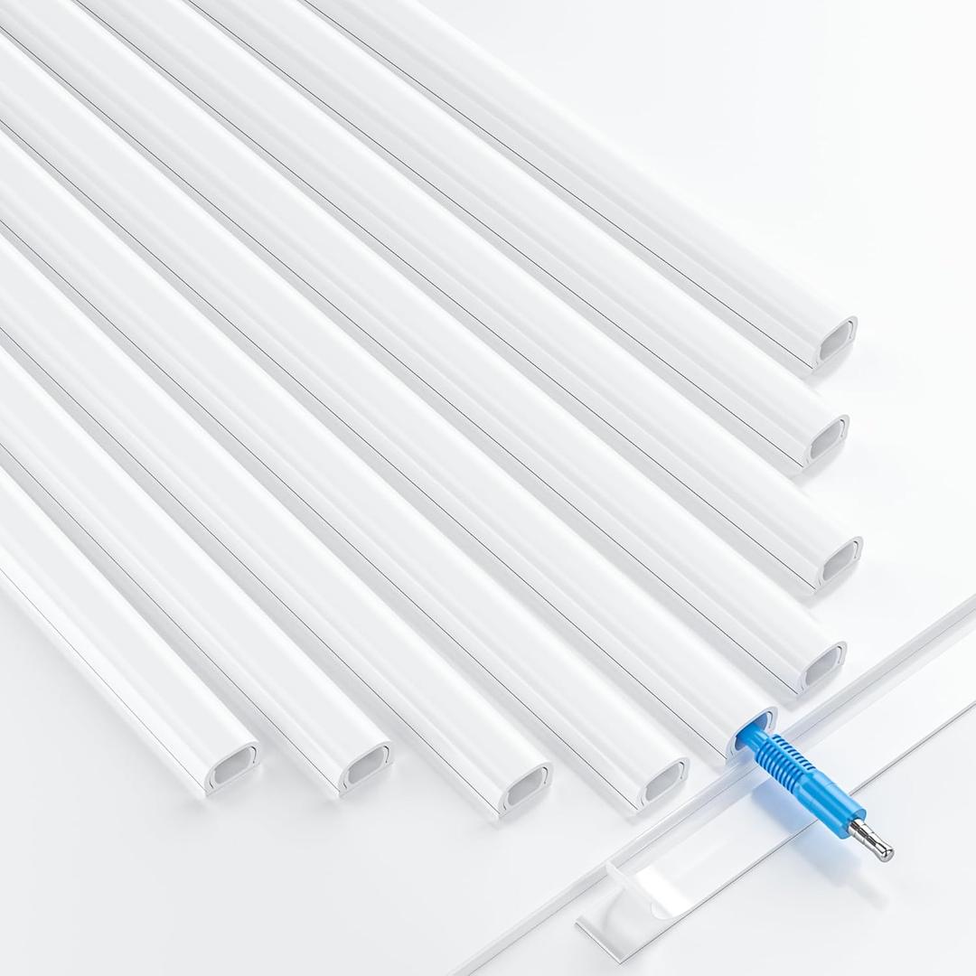 Yecaye 128in Mini Cord Hider for 1 Mini Wire, On-Wall Cord Cover Channel, Tape Wire Concealer, Cable Cover Cable Management for Home Office, W0.5in H0.31in, White