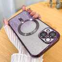 Case Fit for iPhone 14 - MagSafe Compatible Camera Lens Protector Glitter Bling Plating Full Body Shockproof Protection Anti-Scratch Case - Purple