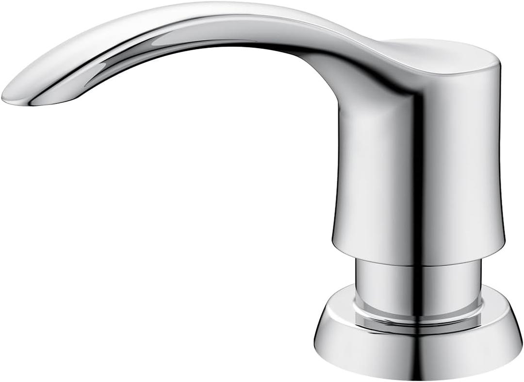 GAGALIFE Kitchen Sink Soap Dispenser with Large Bottle, Built in Sink Soap Dispenser Refill from Top, Chrome G080C