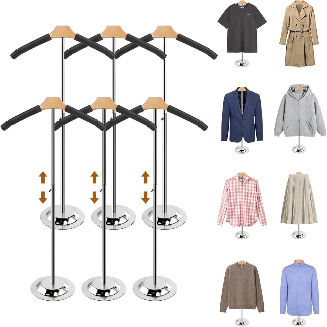 Adjustable Shirt Display Stand 6 Pcs, 20-35 Inch Height Tshirt Display Stand for Vendors, T Shirt Mannequin Display Shirt, Jacket, Coat at Clothing Vendor Events, Trade Fairs, Trade Shows(Black)