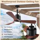 42" Outdoor Ceiling Fan with Light & Remote - IP65 Waterproof Plug in Hanging Fan, 6-Speed Reversible DC Motor, 1850LM Dimmable LED for Patio, Porch, Gazebo, Pergola (Matte Black)