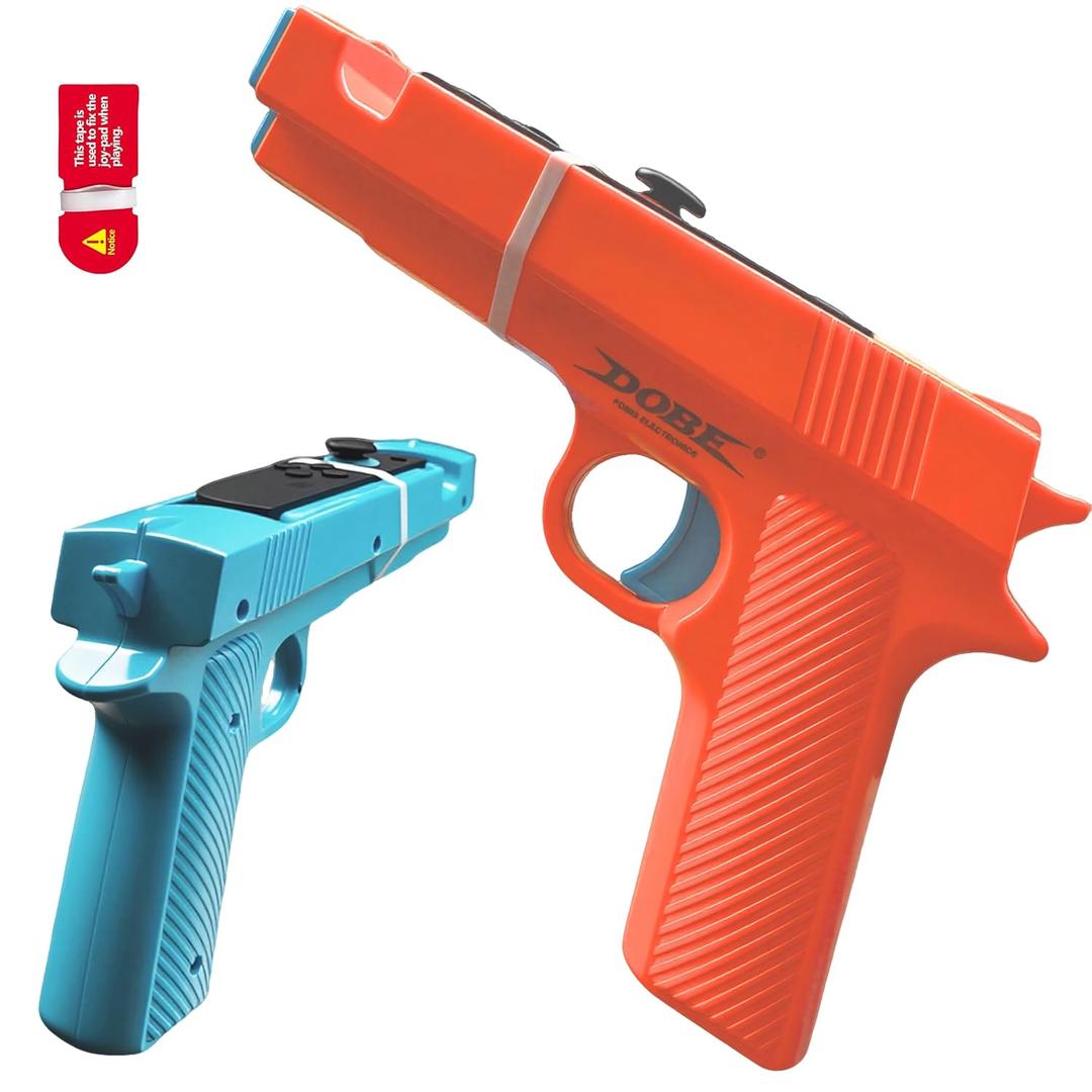 Game Gun Controller for Nintendo Switch 2 Joycons,Dual Trigger Shooting Game Gun Grips for Big Buck Hunter,House of The Dead and Other Switch 2 Shooter Hunting Games,Not for Switch 1 (2 Pack) (Blue&orange)
