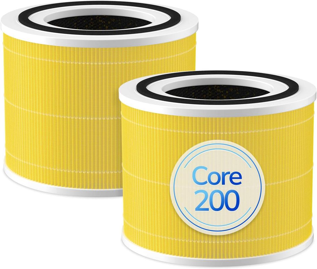 Fil-fresh Core 200S Pet Care Filter Replacement for LEVOIT Core 200S Air Purifier, 3-IN-1 H13 True HEPA Filters, Replace Core 200S-RF-PA, 2-Pack, Yellow