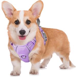 BARKBAY No Pull Dog Harness Large Reflective Dog Harness with Front Clip and Easy Control Handle for Walking Training Running with ID tag Pocket(Violet Purple,M)
